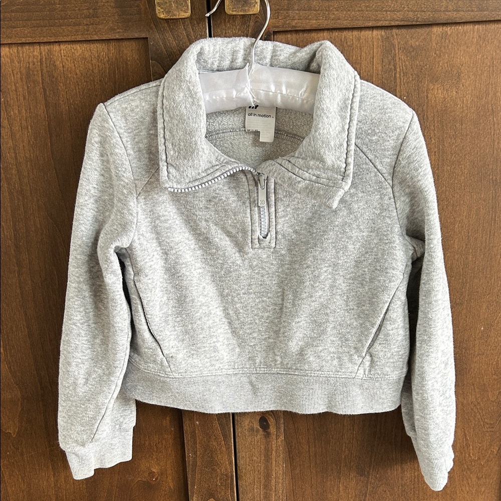 All in Motion Light Gray Kids Half-Zip Sweatshirt